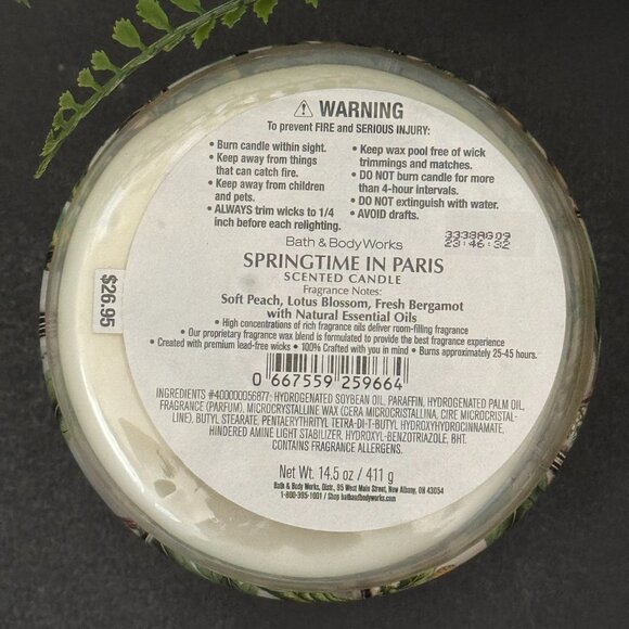 BBW Springtime In Paris Bath & Body Works 3 Wick Candle - Picture 10 of 10